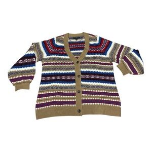 Lane Bryant Fair Isle Knit Cardigan Sweater Size 14/16 Button Front